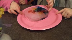 sensory play ice painting