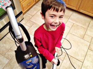children help with spring cleaning