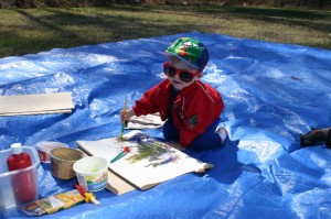 child painting tarp