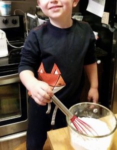 baking Christmas cookies with kids