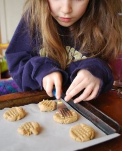 baking Christmas cookies with kids