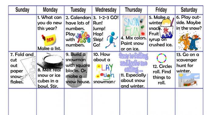 January fun learning play activities for kids