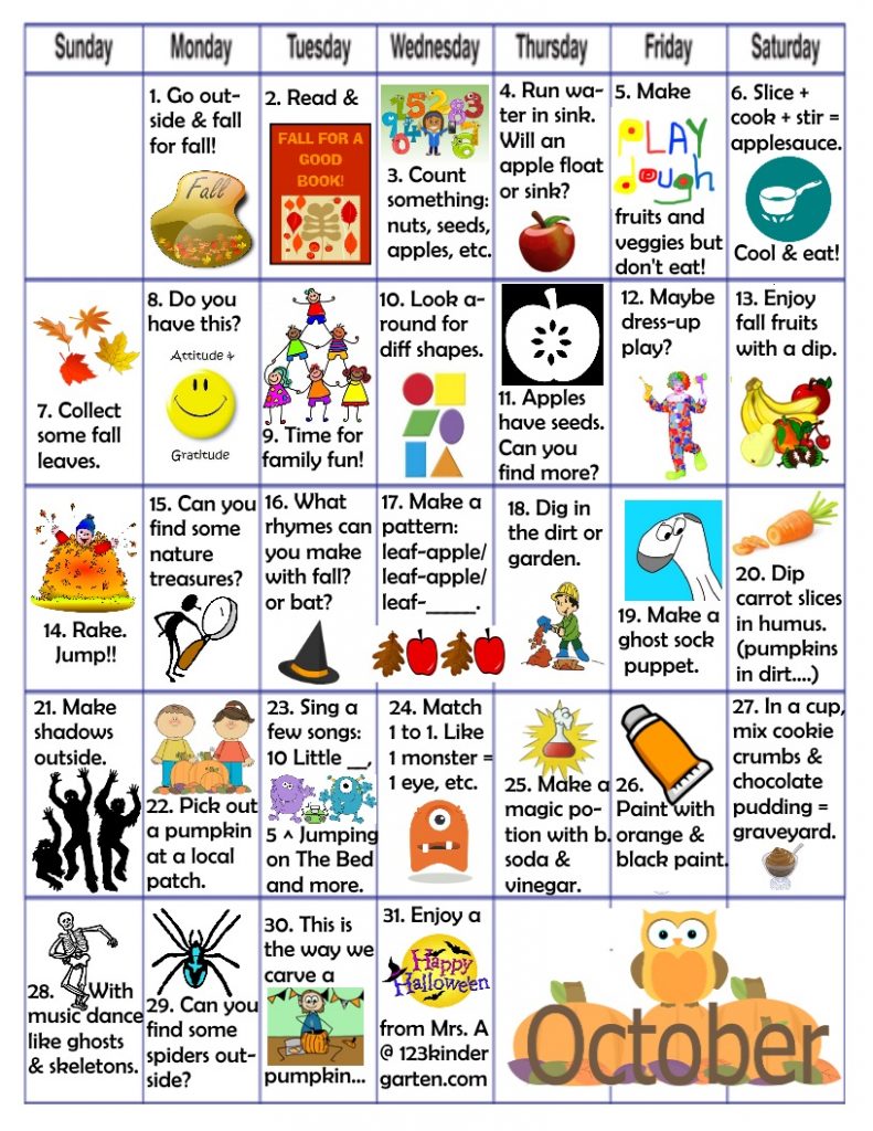 October play and learn activities