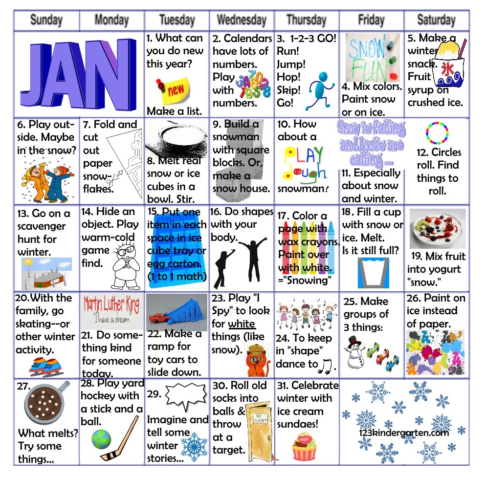 January and Winter Fun and Learning Activities for Kids - 1 2 3 Kindergarten