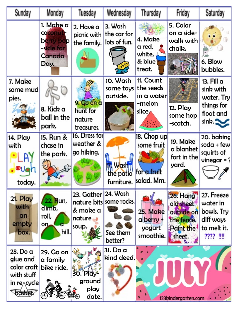 July play activities for kids