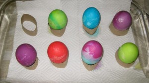 coloring Easter eggs with kids