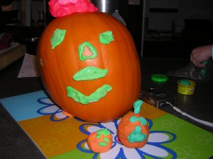pumpkin faces with playdough