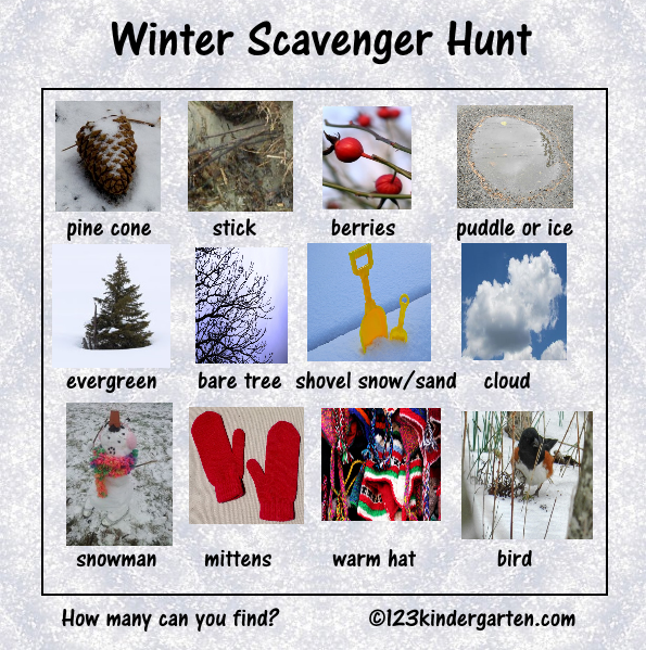winter scavenger hunt for kids