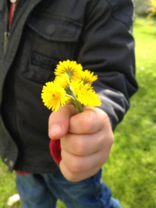 child with flowers