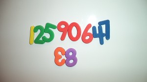 math with foam letters and fridge magnets