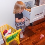 playing in the kitchen