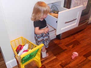 playing in the kitchen