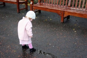 playing in puddles