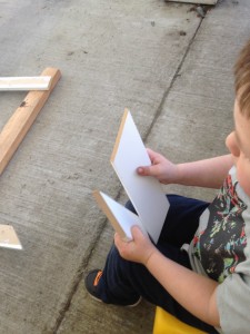 loose parts play with wood scraps