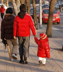 family walk around the block