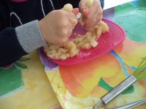 banana chocolate smoothie messy play