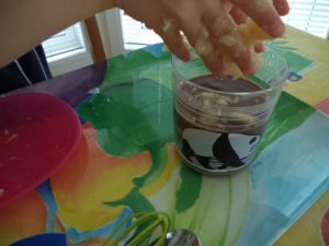 banana chocolate smoothie messy play