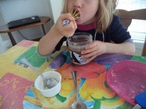 banana chocolate smoothie messy play