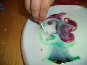 <img class="aligncenter size-medium wp-image-21954" src="https://123kindergarten.com/wp-content/uploads/2017/06/milk-color-1-300x225.jpg" alt="magic milk swirling color science experiment" width="300" height="225" />