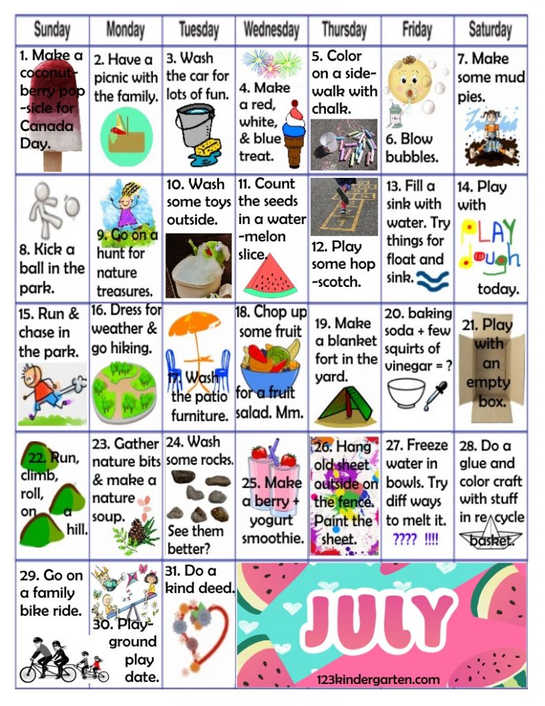 July play activities for kids