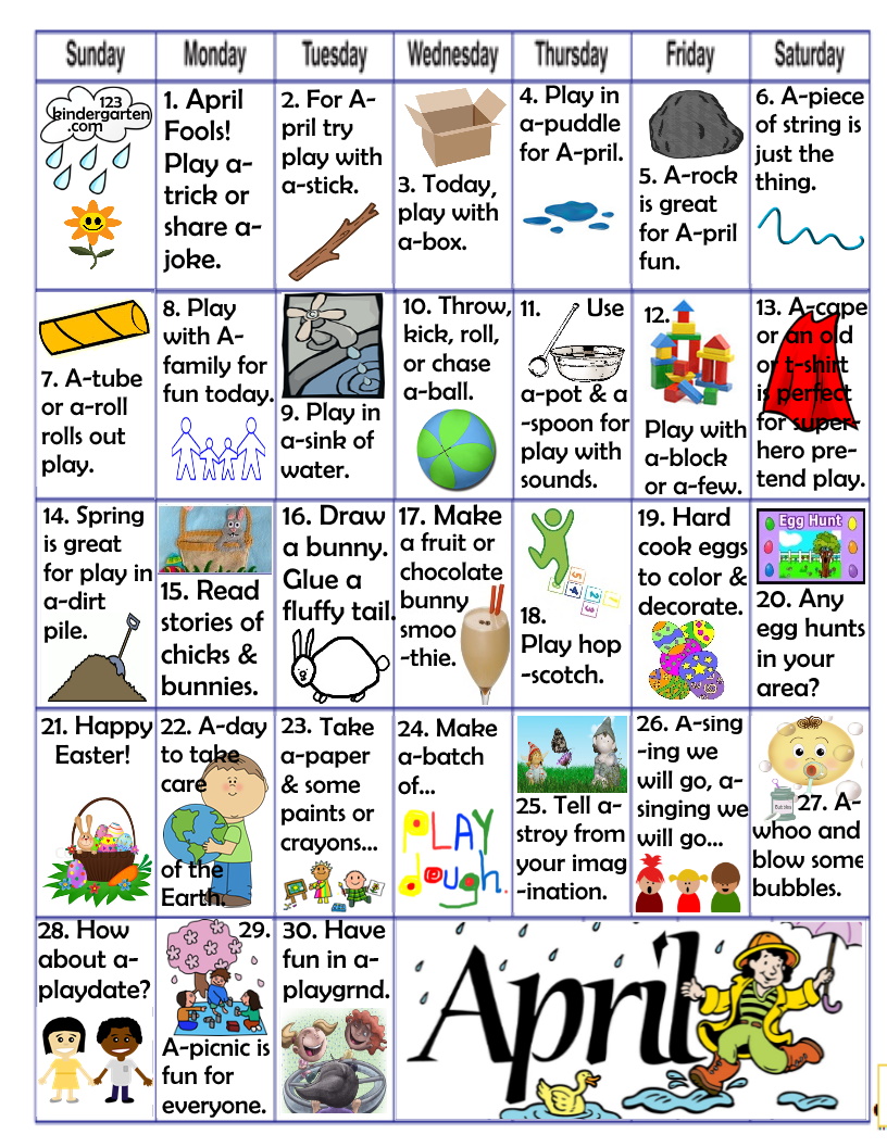 April Learn and Play Fun Activities for Kids - No Foolin